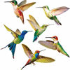 Picture of 6 Pieces Large Size Hummingbird Window Clings Anti-Collision Window Clings Decals to Prevent Bird Strikes on Window Glass Non Adhesive Vinyl Cling Hummingbird Stickers