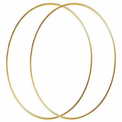 Picture of Sntieecr 2 Pack 14 Inch Large Metal Floral Hoop Wreath Macrame Gold Hoop Rings for Making Christmas Wreath Decor, Dream Catcher and Macrame Wall Hanging Craft