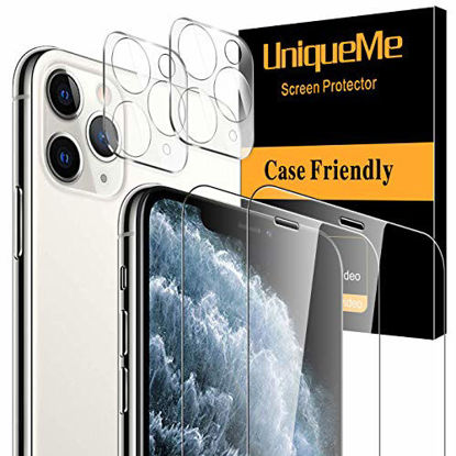 Picture of [4 Pack] UniqueMe Screen Protector compatible with iPhone 11 Pro Max (6.5 inch)[Not for iPhone 12 Pro Max], 2 Pack Tempered Glass and 2 Pack Camera Lens Protector 9H Hardness Clear [Bubble Free]