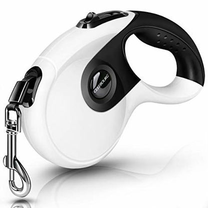 Picture of CLEEBOURG Retractable Dog Leash, Heavy Duty Pet Walking Leash with Anti-Slip Handle, 16ft Strong Nylon Tape, One-Handed Brake, Pause, Lock