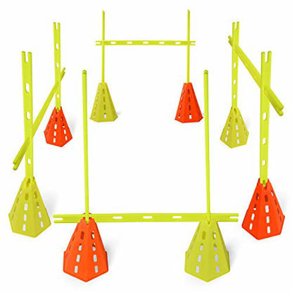 Picture of Yes4All Agility Hurdles Cone Set/Agility Training Equipment for Speed and Balance Exercises for All Ages, Suitable for Dog Training, Include Carry Bag - Set 8 Cones & 12 Green Bar