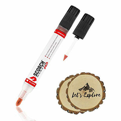 Picture of Scorch Marker Pro - Chemical Wood Burning Pen - for DIY Projects - 2 Tips Bullet tip and Foam Brush