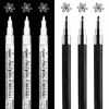 Picture of Paint Pen White Black Acrylic Marker Set for Rock Wooden Tire Metal Leather Glass Painting, 0.7mm Fine Point Quick Drying (3pcs Black +3pcs White)