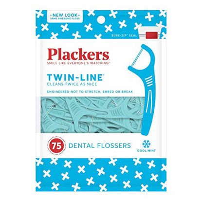 Picture of Plackers Twin-Line Dental Floss Picks, 75 Count