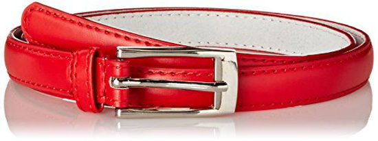 Picture of Solid Color Leather Adjustable Skinny Belt with, Medium (32"-35"), Red