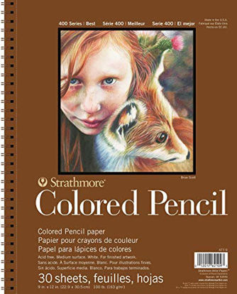 Picture of Strathmore 477-9 Colored Pencil PAD 9X12 30SHT 400 Series, 9"x12", White, 30 Sheets