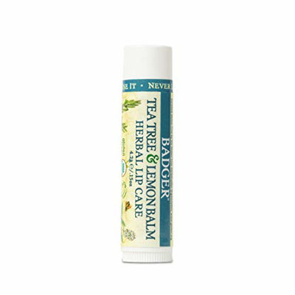 Picture of Badger - Tea Tree & Lemon Balm Lip Balm with Melissa Oil, Herbal Lip Care, Soothing Relief for Lips, Protects Lips, Organic Lip Balm.15oz Stick.
