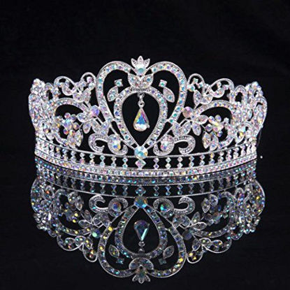 Picture of Sunshinesmile Colorful Clear Austrian Rhinestone Crystal Tiara Crown, 6" Diameter