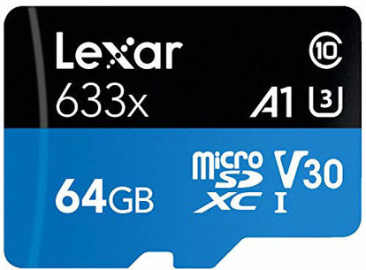 Picture of Lexar High-Performance 633x 64GB MicroSDXC UHS-I Card with SD Adapter (LSDMI64GBBNL633A)