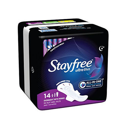 Picture of Stayfree Ultra Thin Overnight Pads with Wings - 14 Ct (Pack of 2)