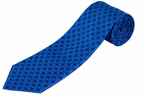 Picture of 100% Silk Exra Extra Long Royal Blue Tie with Geometric Pattern (70" Long XXL)