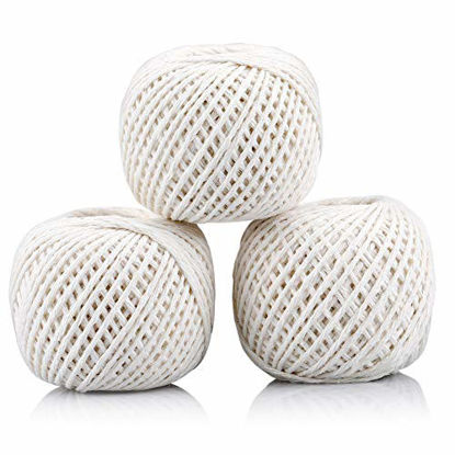Picture of Natural White Cotton Cooking Twine 984 Feet Food Safe Kitchen Twine String for Trussing and Tying Poultry and Meat Making Sausage,Good for Arts Crafts