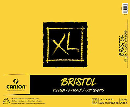 Picture of Canson XL Series Bristol Vellum Paper Pad, Heavyweight Paper for Pencil, Vellum Finish, Fold Over, 100 Pound, 14 x 17 Inch, Bright White, 25 Sheets