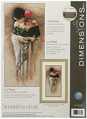 Picture of DIMENSIONS Woman with Rose Counted Cross Stitch Kit, 14 Count Beige Aida, 7'' x 14''