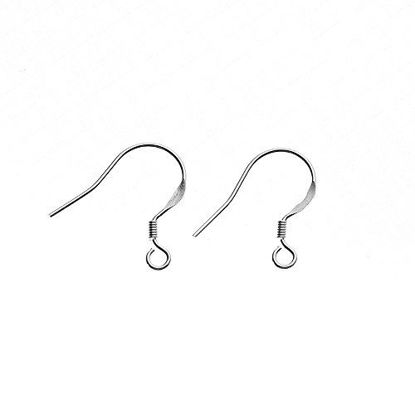 Picture of HI-BOOM 50 Pcs 925 Sterling Silver French Wire Earring Hooks, White Silver
