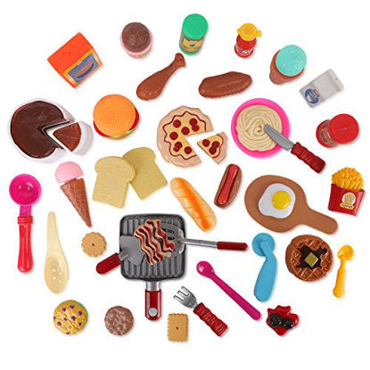 Picture of Liberty Imports Cooking Chef 50 Piece Pretend Play Food Assortment Toy Set for Kids with Pan, Kitchen Tools, Breakfast, Fast Food, Ice Cream, Desserts