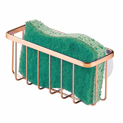 Picture of iDesign Gia Kitchen Sink Suction Holder for Sponges, Scrubbers, Soap, Kitchen, Bathroom, 6.75" x 2.5" x 2.5", Copper