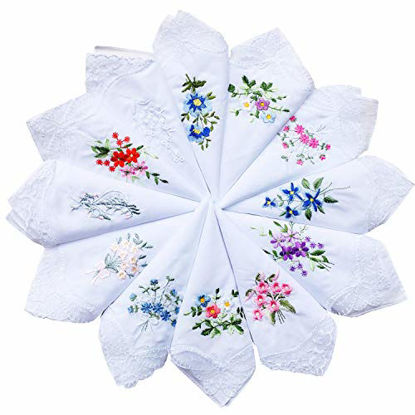 Picture of Cotton Embroidered Ladies Lace Handkerchiefs Pack