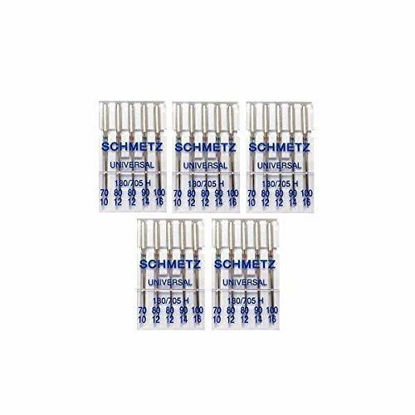 Picture of 25 Schmetz Assorted Universal Sewing Machine Needles 130/705H 15x1H Sizes 70/10, 80/12, 90/14, 100/16