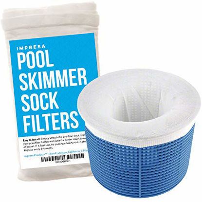 Picture of Impresa Products 10-Pack of Pool Skimmer Socks - Perfect Savers for Filters, Baskets, and Skimmers - The Ideal Sock/Net/Saver to Protect Your Inground or Above Ground Pool