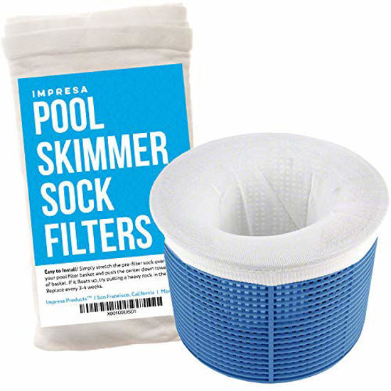 Picture of Impresa Products 10-Pack of Pool Skimmer Socks - Perfect Savers for Filters, Baskets, and Skimmers - The Ideal Sock/Net/Saver to Protect Your Inground or Above Ground Pool