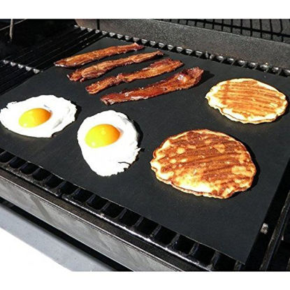 Picture of PBKay BBQ Grill Mat Set of 2 Heavy Duty Non Stick Reusable -Dishwasher Safe- 16 X 13 inch