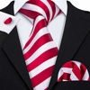 Picture of Barry.Wang Red and White Ties Striped Tie Set Wedding Neckties