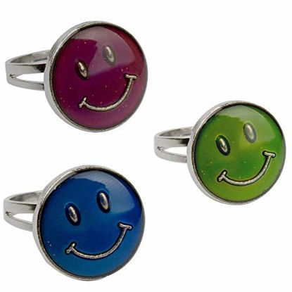 Picture of Rimobul Authentic Adjustable Mood Ring,Smiley Face - Pack of 3