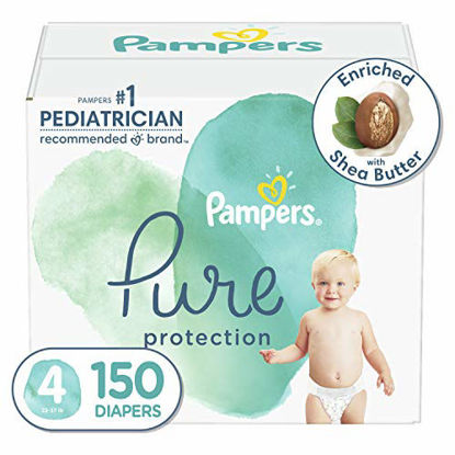 Picture of Diapers Size 4, 150 Count - Pampers Pure Protection Disposable Baby Diapers, Hypoallergenic and Unscented Protection, ONE MONTH SUPPLY (Packaging May Vary)