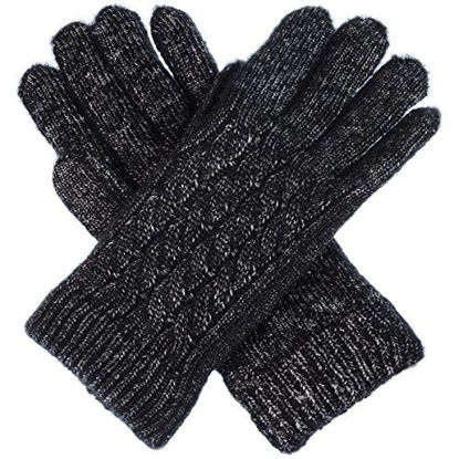Picture of Womens Winter Classic Cable Ultra Warm Plush Fleece Lined Knit Gloves, Many Styles (Metallic Charcoal Grey)