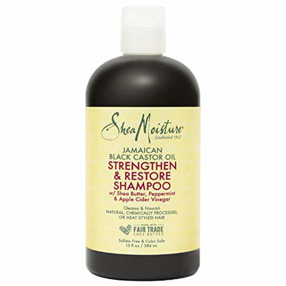 Picture of Sheamoisture Strengthen and Restore Shampoo for Damaged Hair 100% Pure Jamaican Black Castor Oil Cleanse and Nourish 13 oz