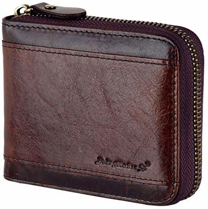 Picture of Christmas gift Admetus Men gifts Genuine Leather Short Zip Cowhide Wallet credit card ID Purses 2