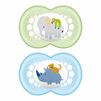 Picture of MAM Animal Pacifier (2 pack, 1 Sterilizing Pacifier Case), Pacifiers 6 Plus Months, Baby Pacifiers, Baby Boy, Best Pacifiers for Breastfed Babies, Sterilizing Storage Case
