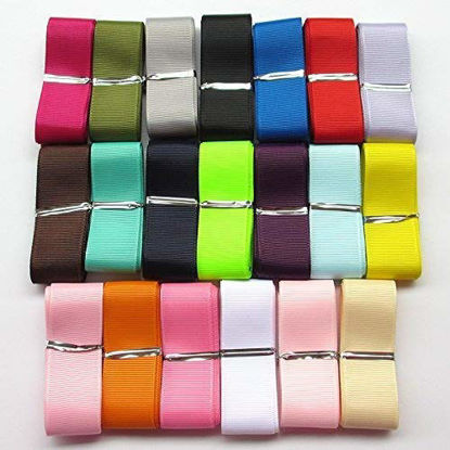 Picture of Chenkou Craft Assorted of 20 Yards Grosgrain Ribbon Total 20 Colors Mix Lots Bulk (1"(25mm))
