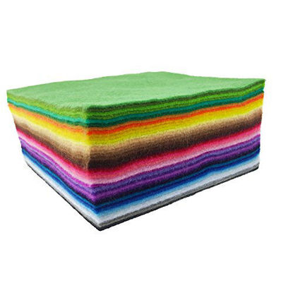 Picture of flic-flac 42pcs1.4mm Thick Soft Felt Fabric Sheet Assorted Color Felt Pack DIY Craft Sewing Squares Nonwoven Patchwork (15cm 15cm)