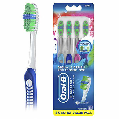 Picture of Oral-B Indicator Color Collection Manual Toothbrush, Soft, 4 Count