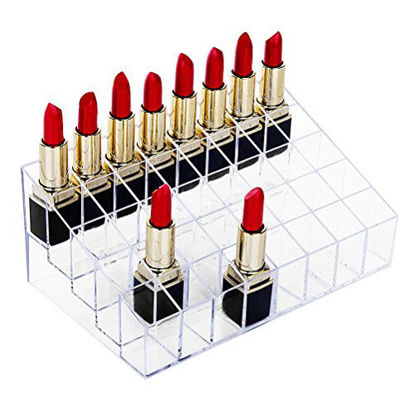 Picture of Lipstick Holder, HBlife 40 Spaces Clear Acrylic Lipstick Organizer Display Stand Cosmetic Makeup Organizer for Lipstick, Brushes, Bottles, and more