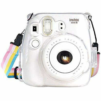 Picture of Fujifilm Instax Mini 8 / Mini 8+ / Mini 9 Crystal Case - CAMSIR Crystal Camera Case With Adjustable Rainbow Shoulder Strap for Fujifilm Instax Mini 8 / Mini 8+ / Mini 9 Instant Camera - Transparent
