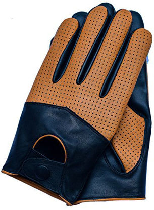 Picture of Riparo Motorsports Men's Leather Driving Gloves (Small, Black/Cognac)