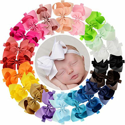 Picture of 20 Pcs 6" Hair Bow Baby Girls Toddlers Headbands Head Wear Hair Band Accessory
