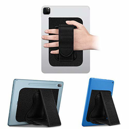 Picture of Fintie Universal Tablet Hand Strap Holder - [Dual Stand Supports] Detachable Padded Hook & Loop Fastening Handle Grip with Adhesive Patch for iPad/Galaxy Tab/ Fire and All 7-11" Tablets, Black