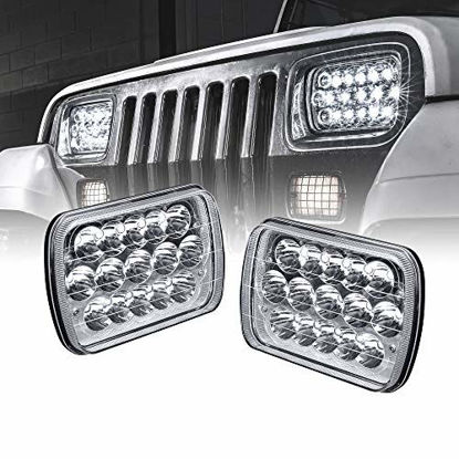 Picture of 7x6 5x7 LED Headlights H6054 H5054 [45W] [H4 Plug & Play] [Low/High Beam: 60%/100%] - Compatible with JEEP Wrangler YJ Cherokee XJ Head Light For H6054LL 69822 6052 6053