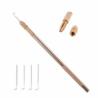 Picture of 4 pcs Ventilating Needles +1 Brass Holder for Lace Wig Needle