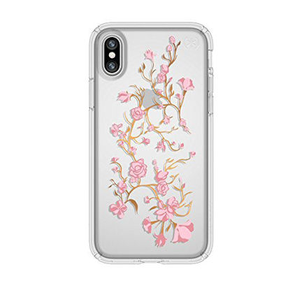 Picture of Speck Products Presidio Clear + Print Case for iPhone XS/iPhone X, Goldenblossoms Pink/Clear