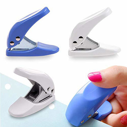 Picture of REVEW 4PCS Mini 1-Hole Paper Hole Punch, Handheld Portable Puncher ,10 Sheets at One Time, Random Color