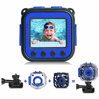 Picture of [Upgraded] PROGRACE Kids Waterproof Camera Action Video Digital Camera 1080 HD Camcorder for Boys Toys Gifts Build-in Game(Blue)