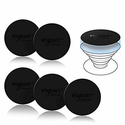 Picture of VOLPORT Mount Metal Plates Replacement 6pcs for Magnetic Phone Magnet Car Mount, Phone 3M Strong MagicPlate Metal Disc Sticker Adhesive Round for Magnet Cell Phone Holder Grip(Pops Stand Not Included)