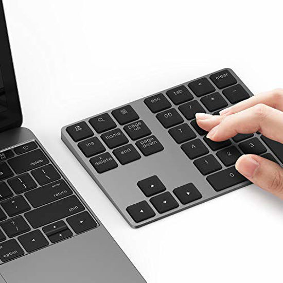 Picture of Bluetooth Number Pad, Lekvey Aluminum Rechargeable Wireless Numeric Keypad Slim 34-Keys External Numpad Keyboard Data Entry Compatible for Macbook, MacBook Air/Pro, iMac Windows Laptop Surface Pro etc