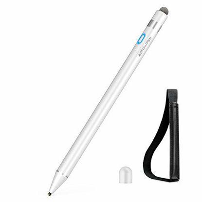 Picture of Stylus Pen Compatible for Apple iPad, Adrawpen Rechargeable Active Stylus Pen with 2 in 1 Copper & Mesh Fine Tip, 5 Mins Auto Off Smart Pencil Digital Pen for iPad/iPhone/iPad Pro &Android-White