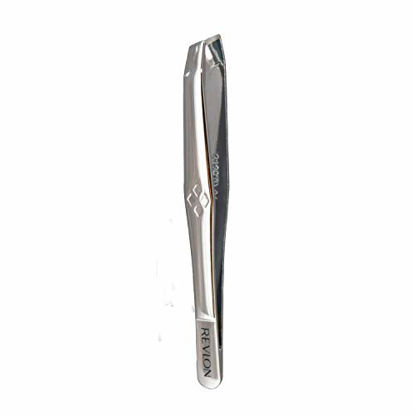 Picture of Revlon Multipurpose Slant Tip Tweezer, Eyebrow and Ingrown Hair Removal Makeup Tool, Made with Stainless Steel